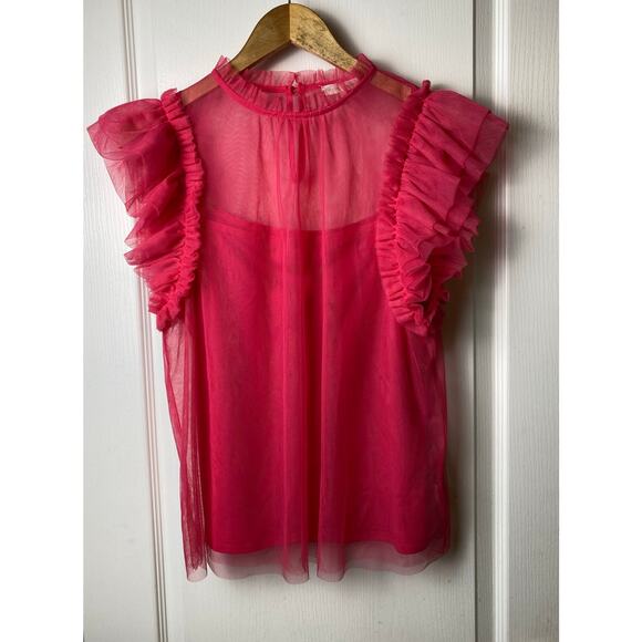 Flying Tomato The Posh Barbie Pink Tulle Coquette Blouse Women's Size Medium - Picture 3 of 9